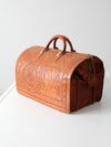 vintage tooled leather satchel bag