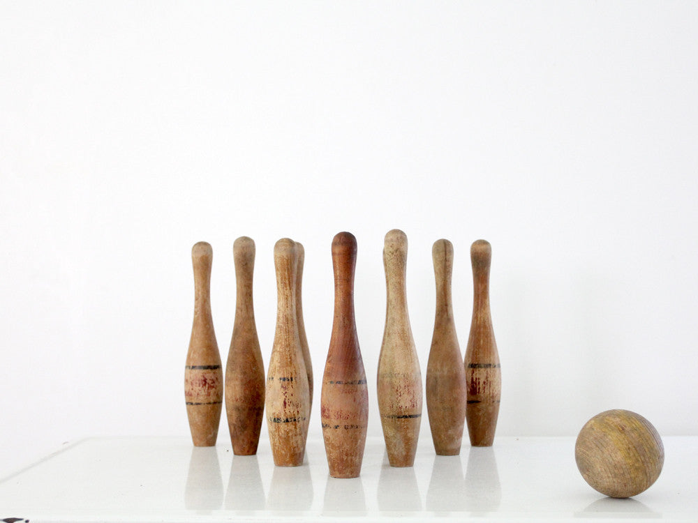 antique wood bowling game – 86 Vintage