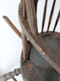 antique Windsor rocking chair with rush seat