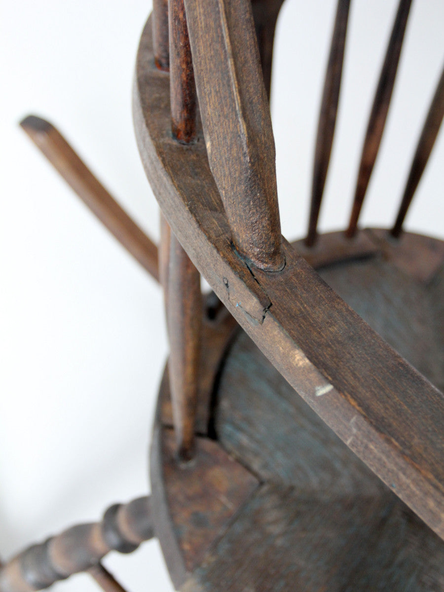 antique Windsor rocking chair with rush seat