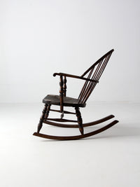 antique Windsor rocking chair with rush seat