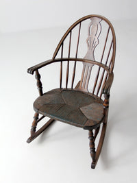 antique Windsor rocking chair with rush seat