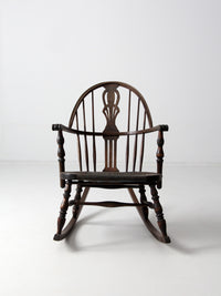 antique Windsor rocking chair with rush seat