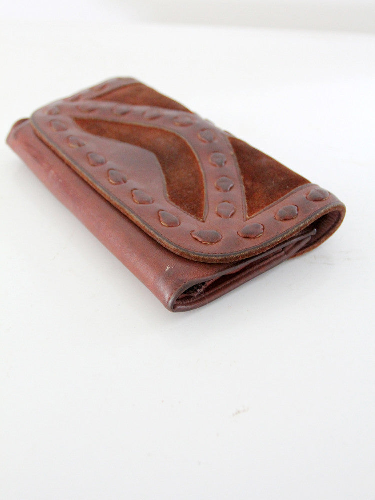 vintage 70s leather wallet clutch