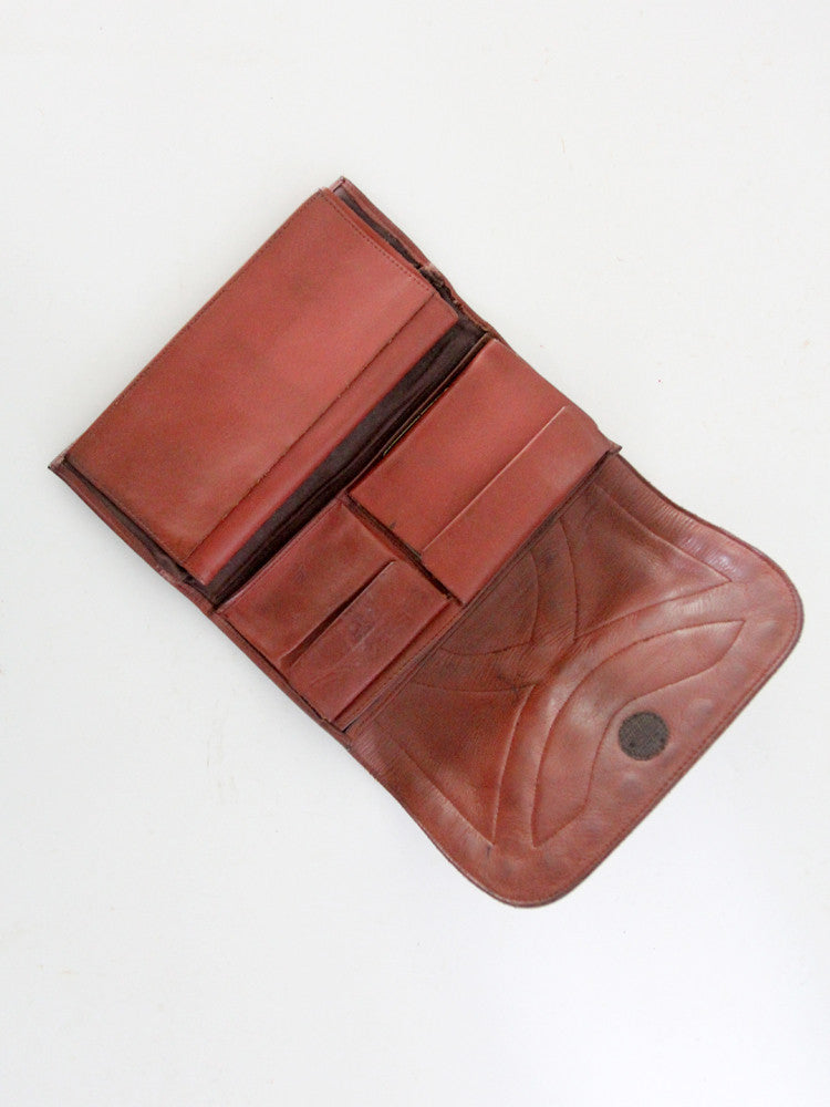 vintage 70s leather wallet clutch