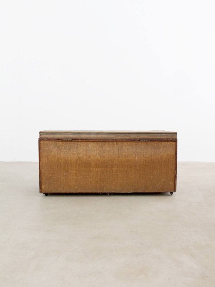 vintage woven trunk bench