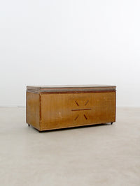 antique woven trunk bench