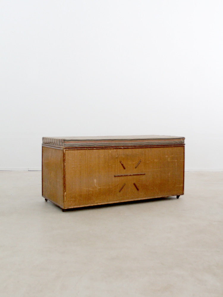 antique woven trunk bench