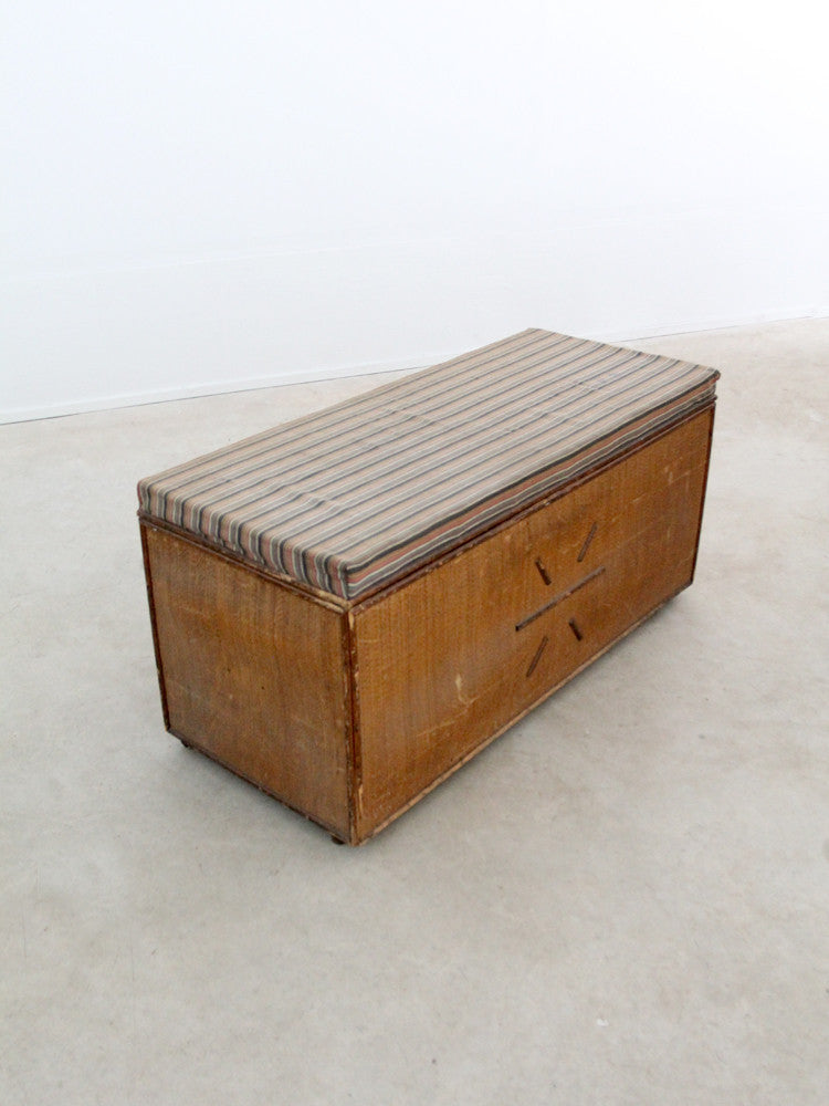 vintage woven trunk bench