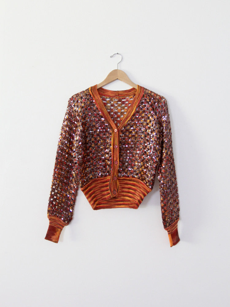 vintage sequin cardigan sweater