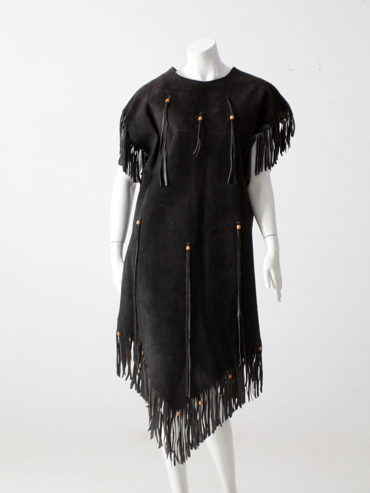 vintage suede leather fringe dress