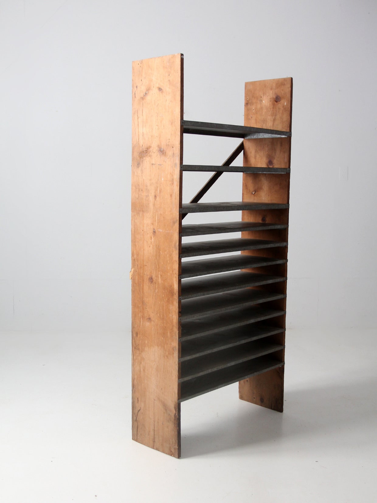 vintage wood & galvanized metal shelf – 86 Vintage