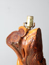 mid-century sculptural wood table lamp
