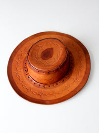 vintage Mexican tooled leather hat