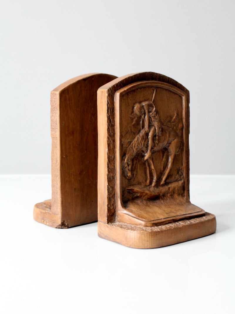 vintage End of Trail chalkware bookends