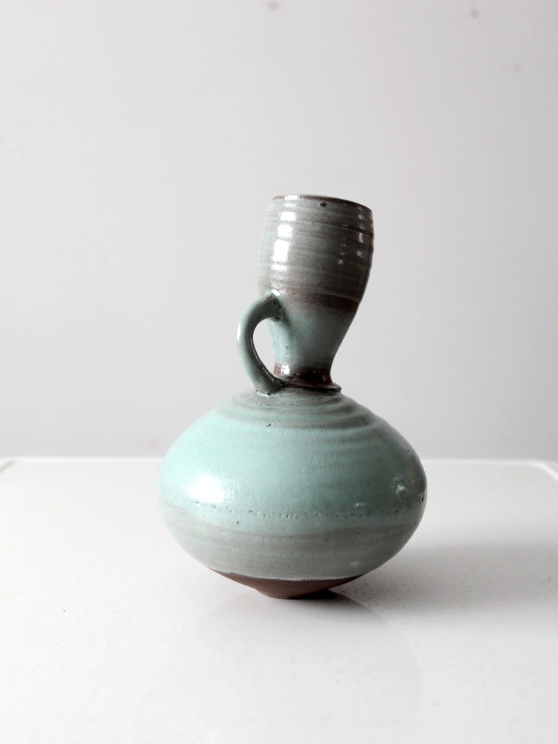 vintage studio art pottery tilted vase