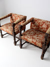 antique turned wood armchairs pair