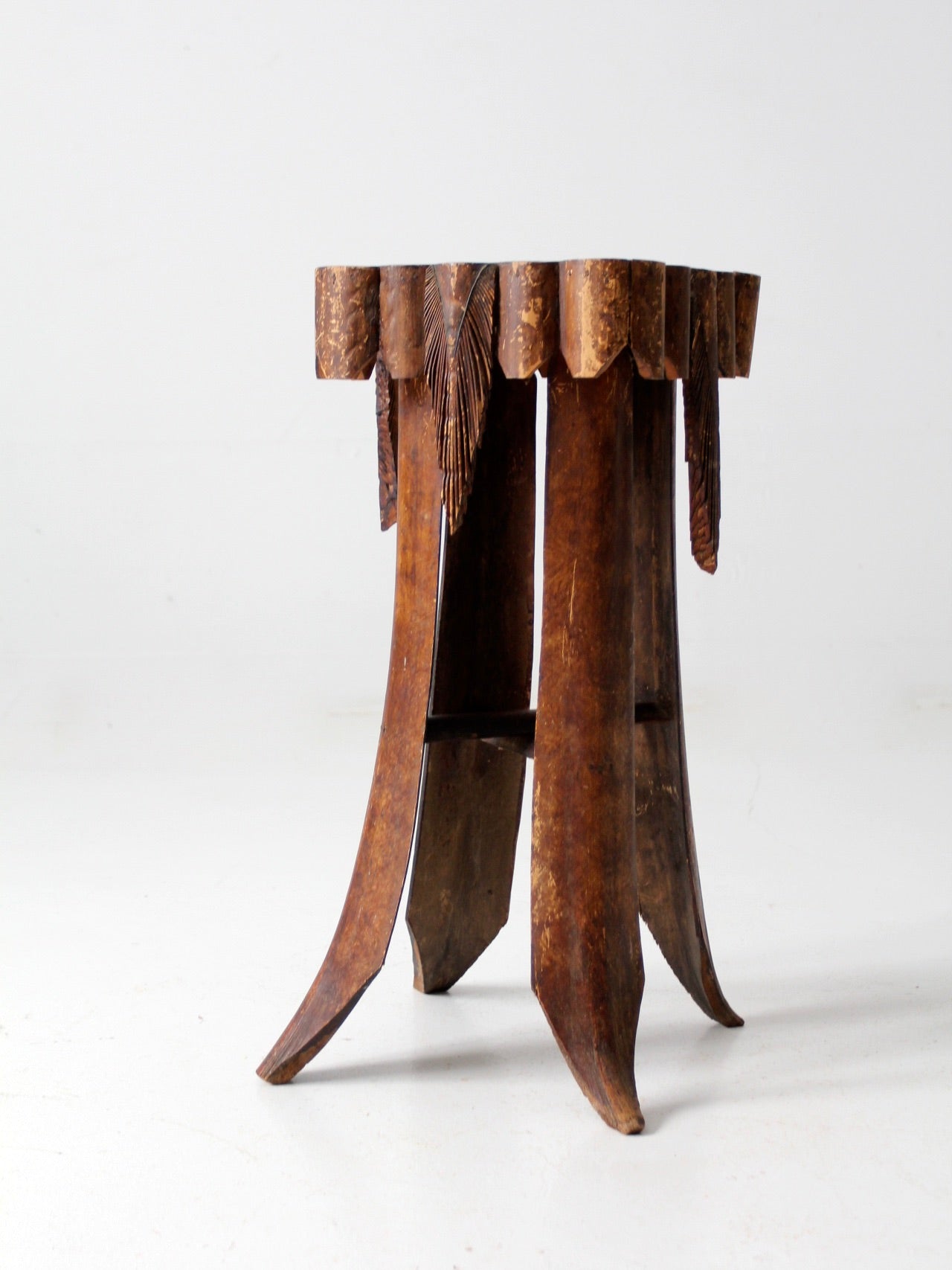 antique folk art palm frond table