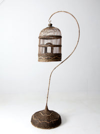 vintage wicker bird cage with stand
