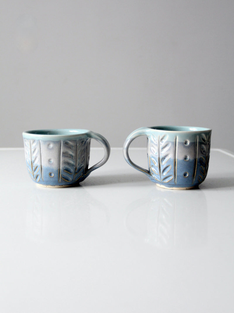 vintage studio pottery mugs pair