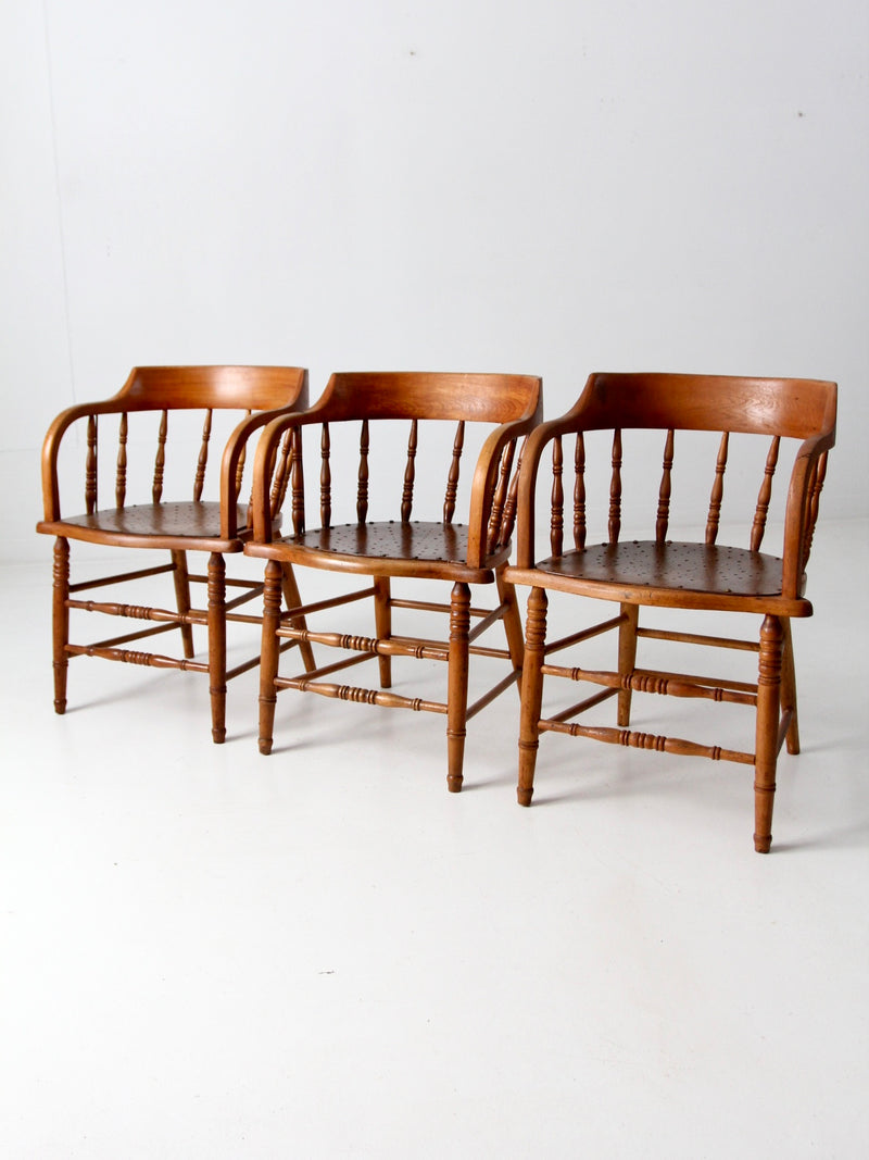 antique captains chairs set of 3