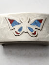 vintage turquoise inlay butterfly belt buckle