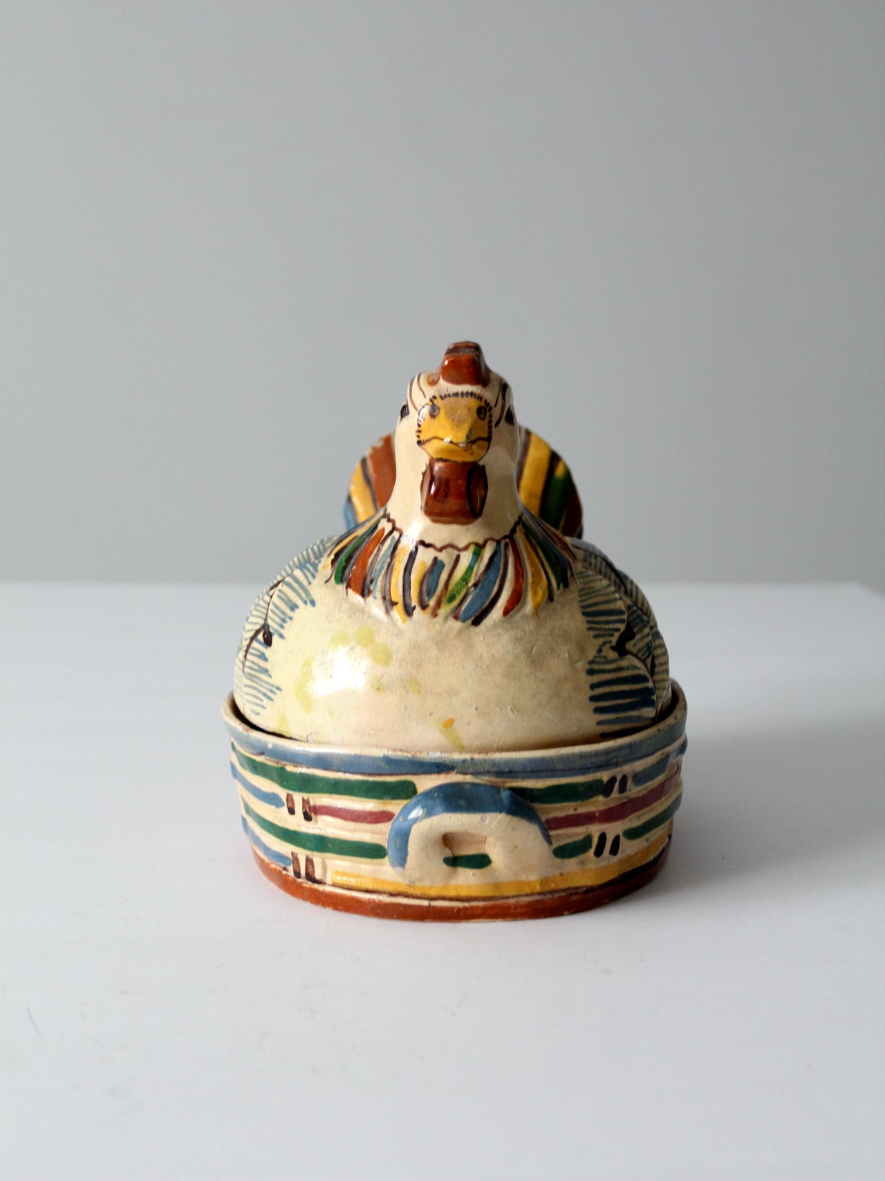 vintage Tonala ceramic chicken covered dish