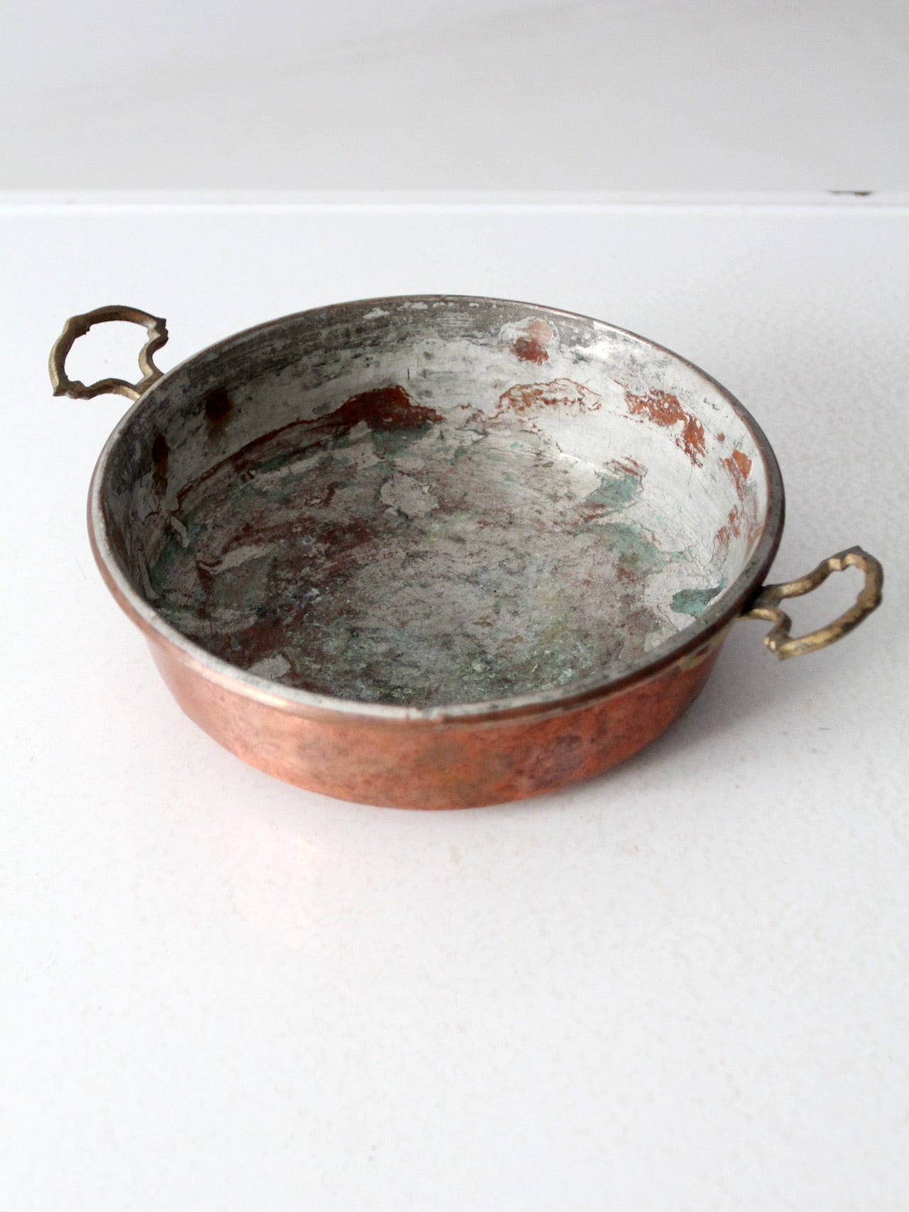 antique copper pan with brass handles – 86 Vintage