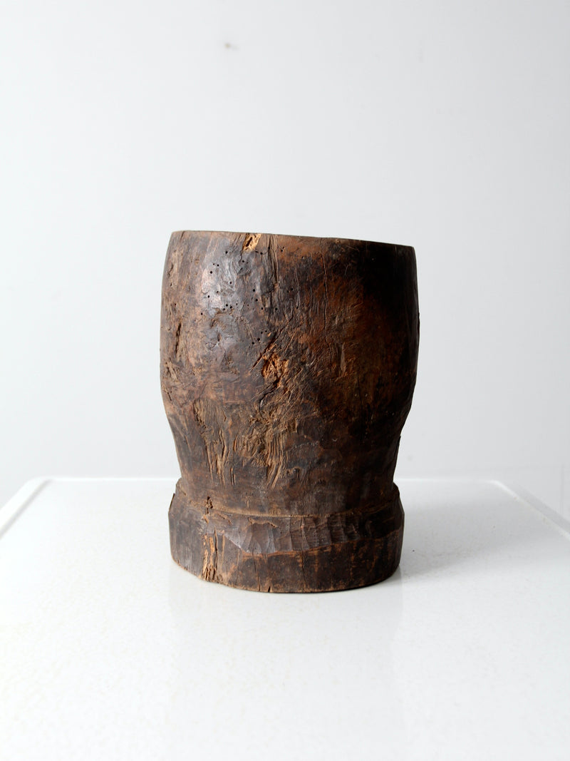 antique wooden mortar