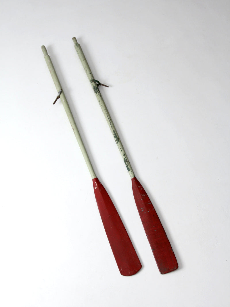 vintage painted wooden oars pair