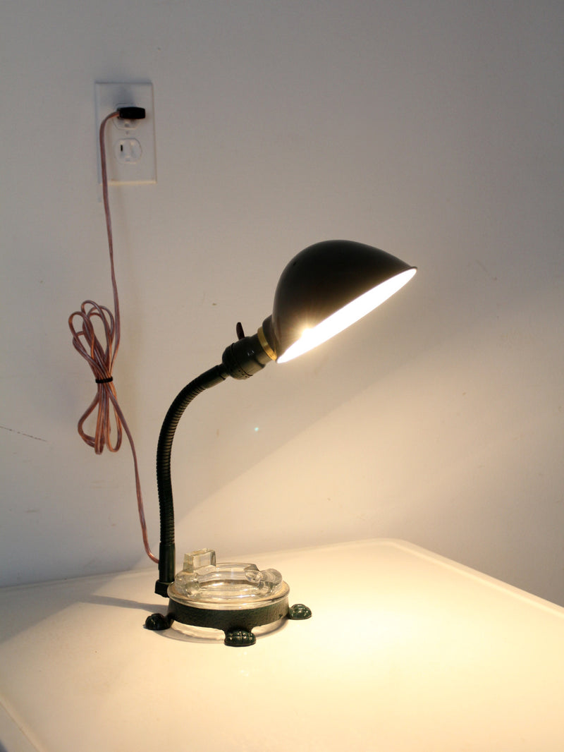 vintage gooseneck desk lamp with ashtray