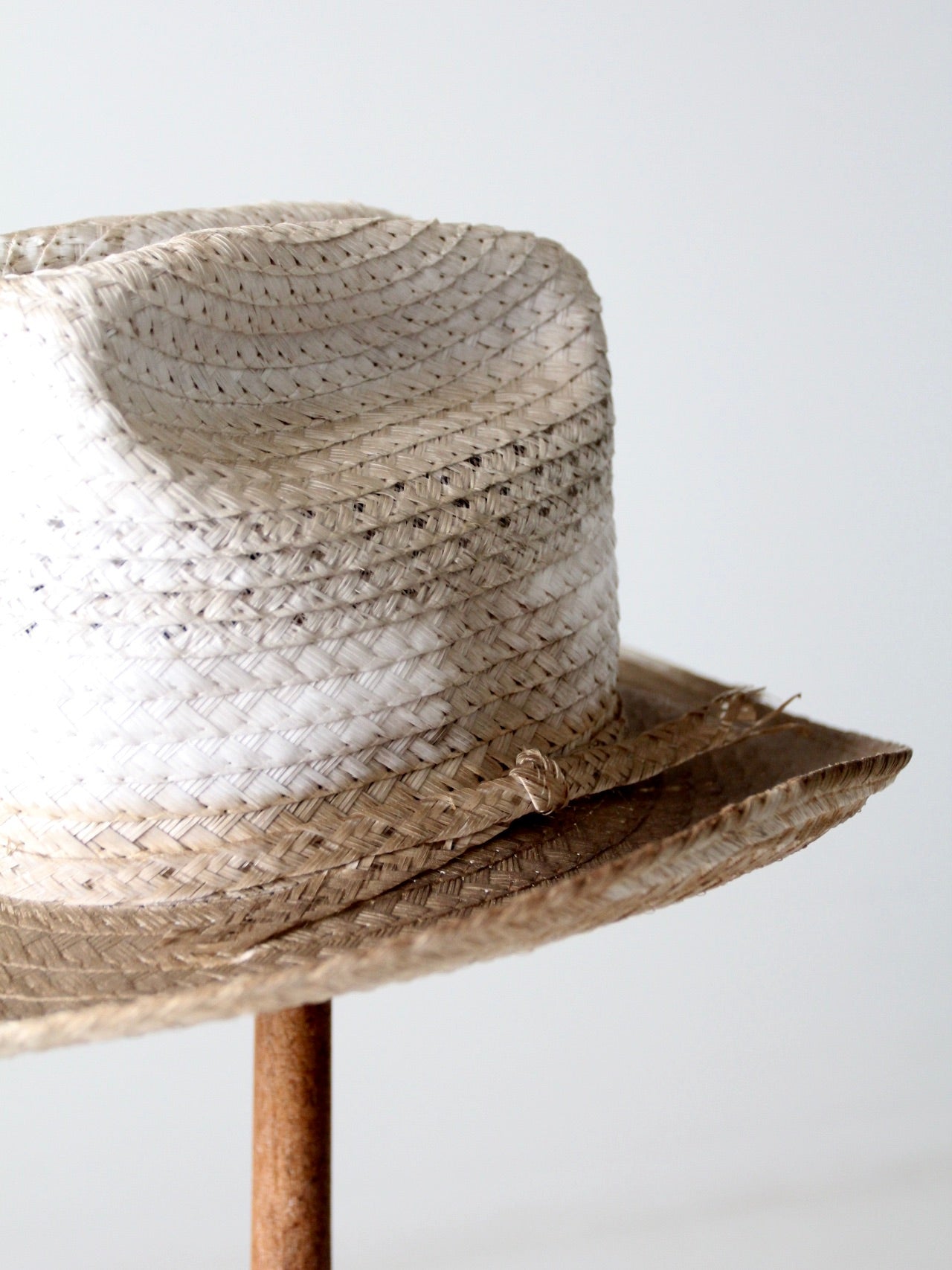 vintage white straw cowboy hat