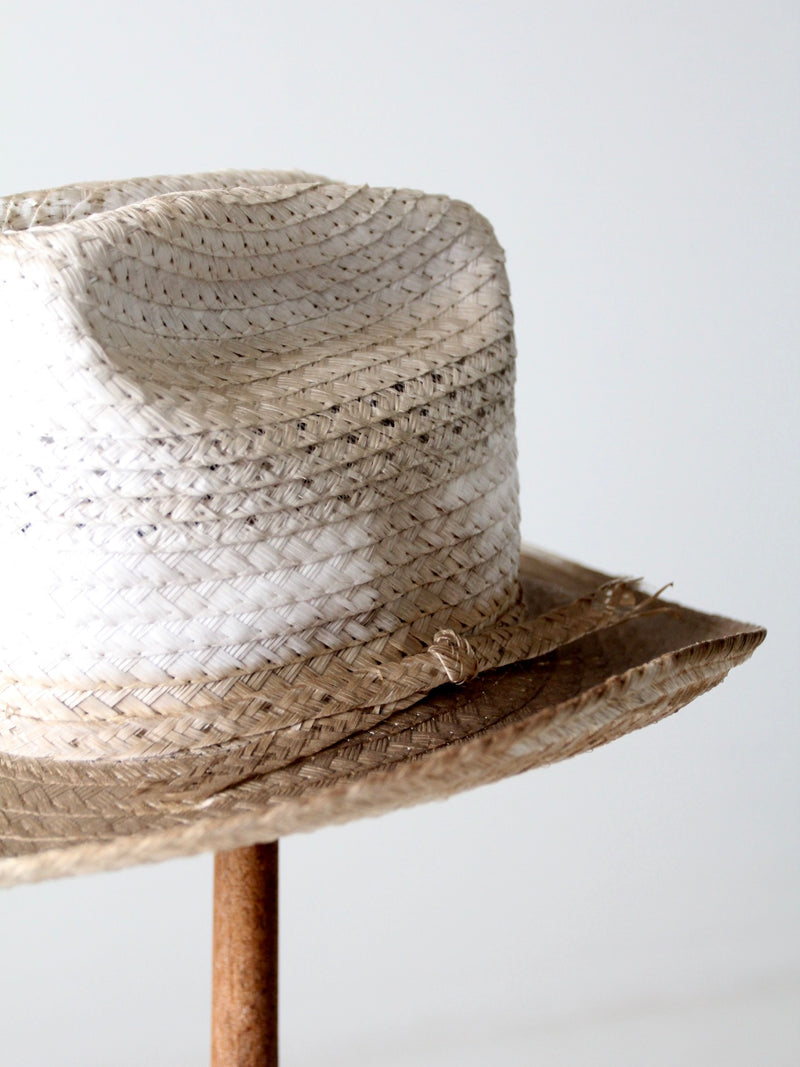 vintage white straw cowboy hat