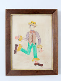 vintage framed clown art