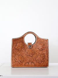 vintage 1950s western tooled leather bag