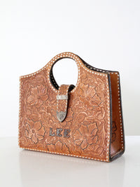vintage 1950s tooled leather bag