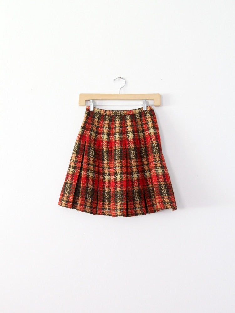 vintage 60s plaid wool skirt 