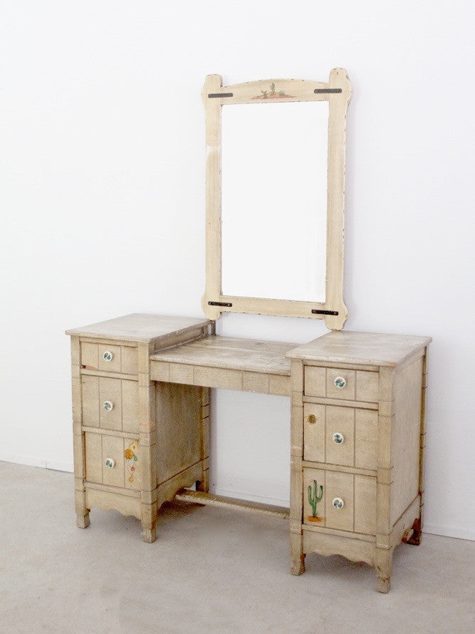vintage California ranch vanity dresser and mirror by L. Ronney & Sons