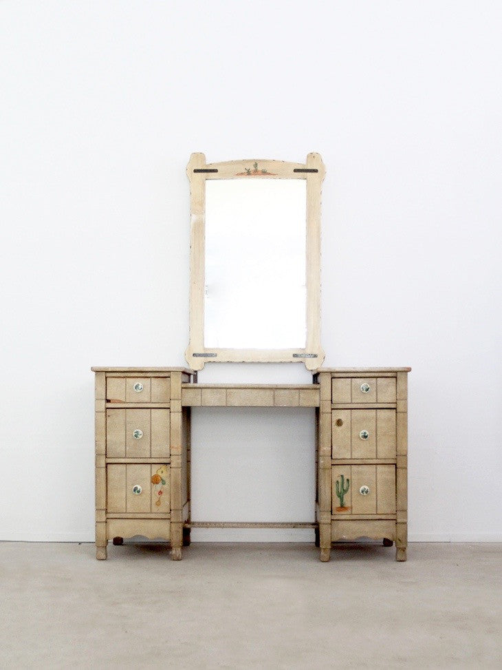 vintage California ranch vanity dresser and mirror by L. Ronney & Sons