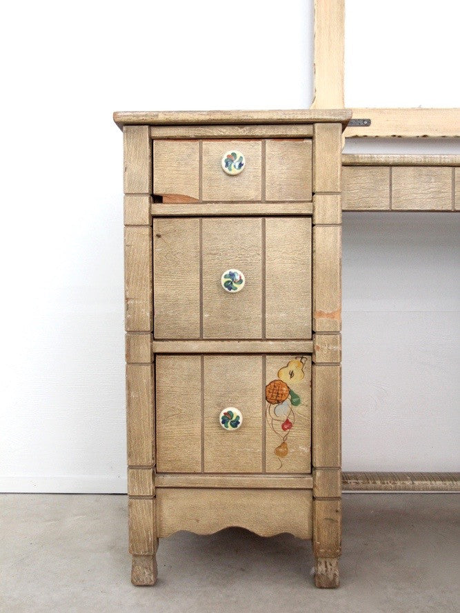 vintage California ranch vanity dresser and mirror by L. Ronney & Sons