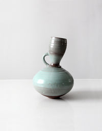 vintage studio art pottery tilted vase