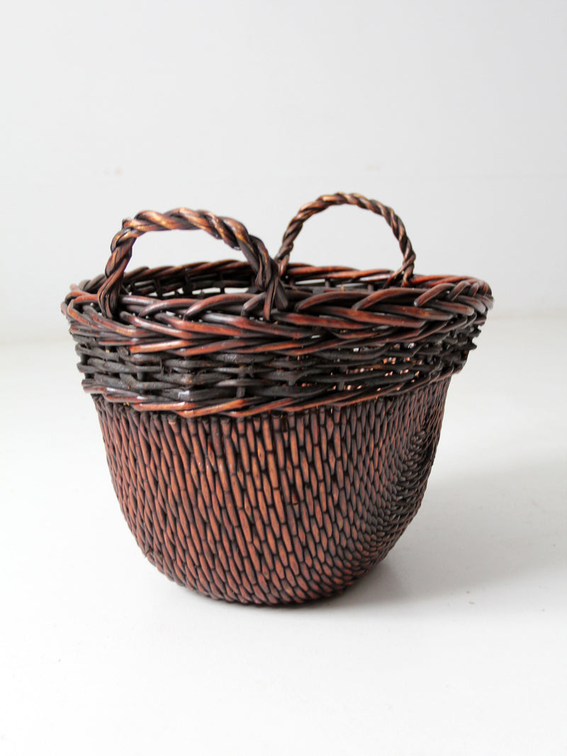 vintage woven basket with handles