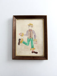 vintage framed clown art