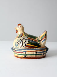 vintage Tonala ceramic chicken covered dish