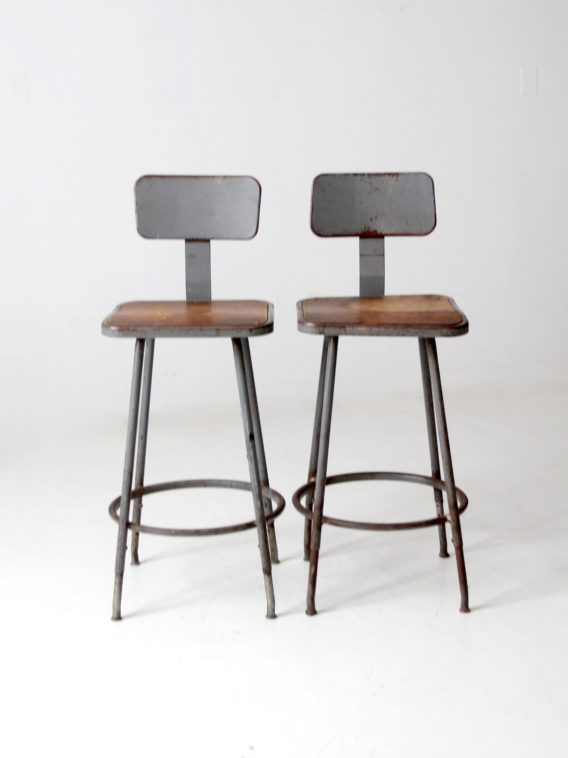 mid century industrial stools pair, image size:1116x1488