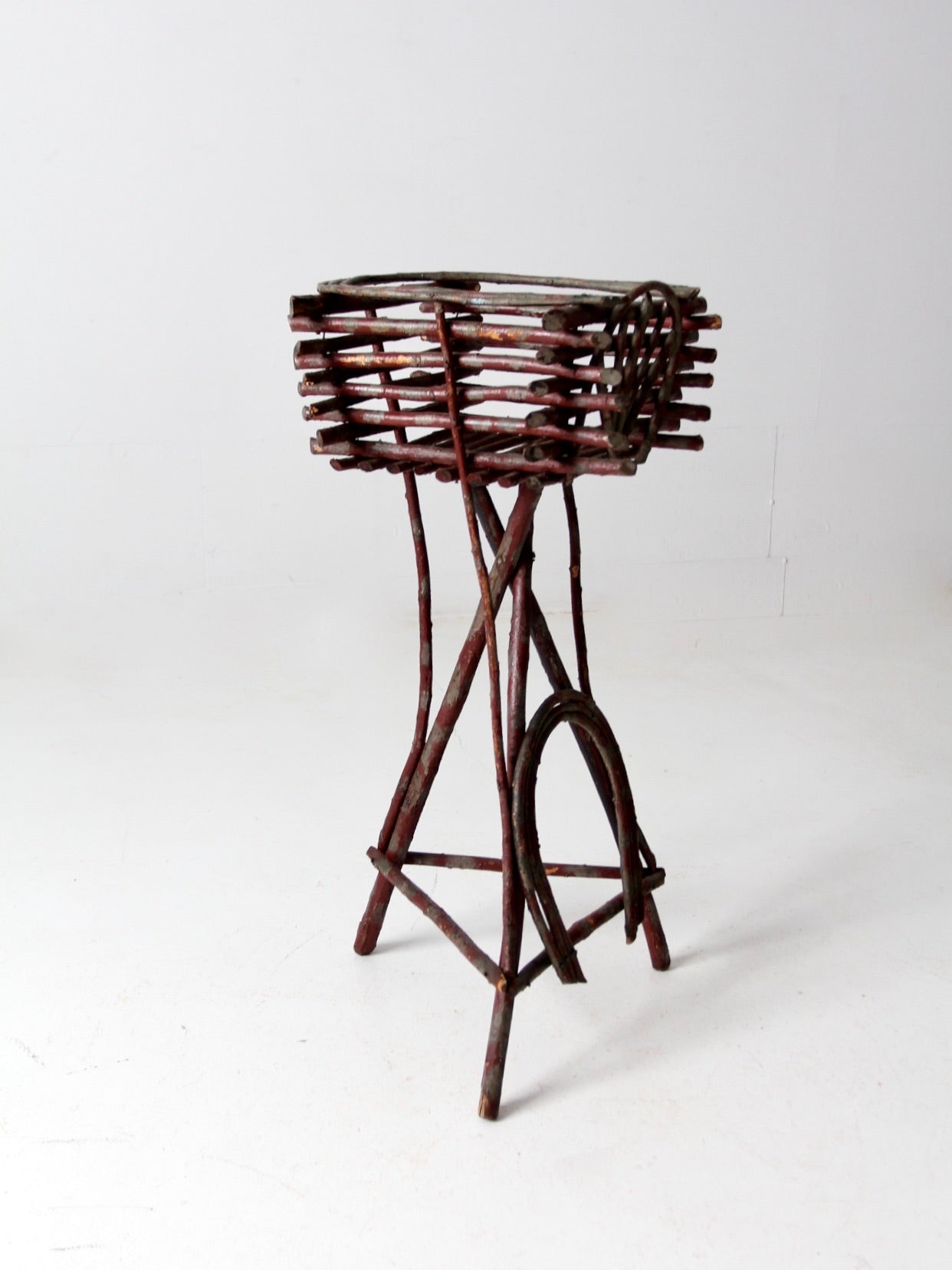 antique Adirondack twig table plant stand