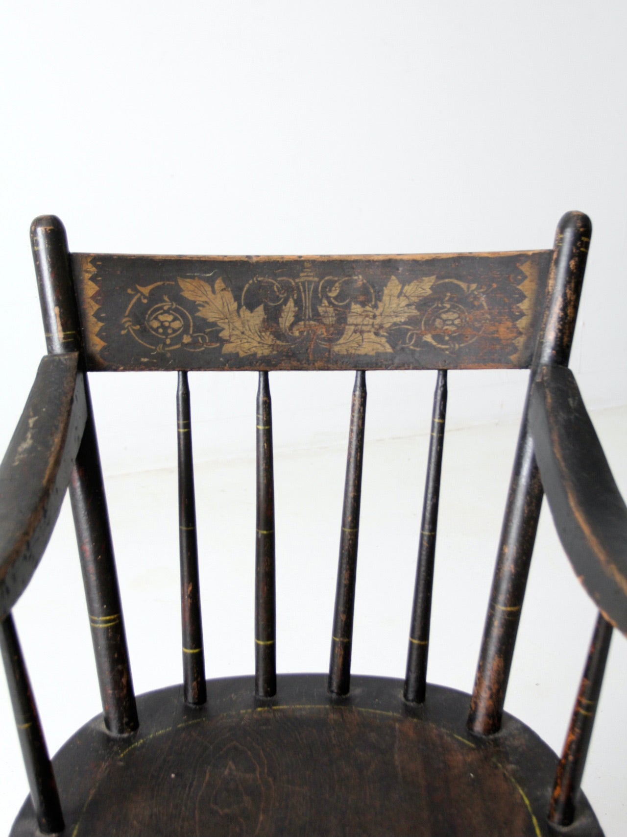 antique stencil back arm chair