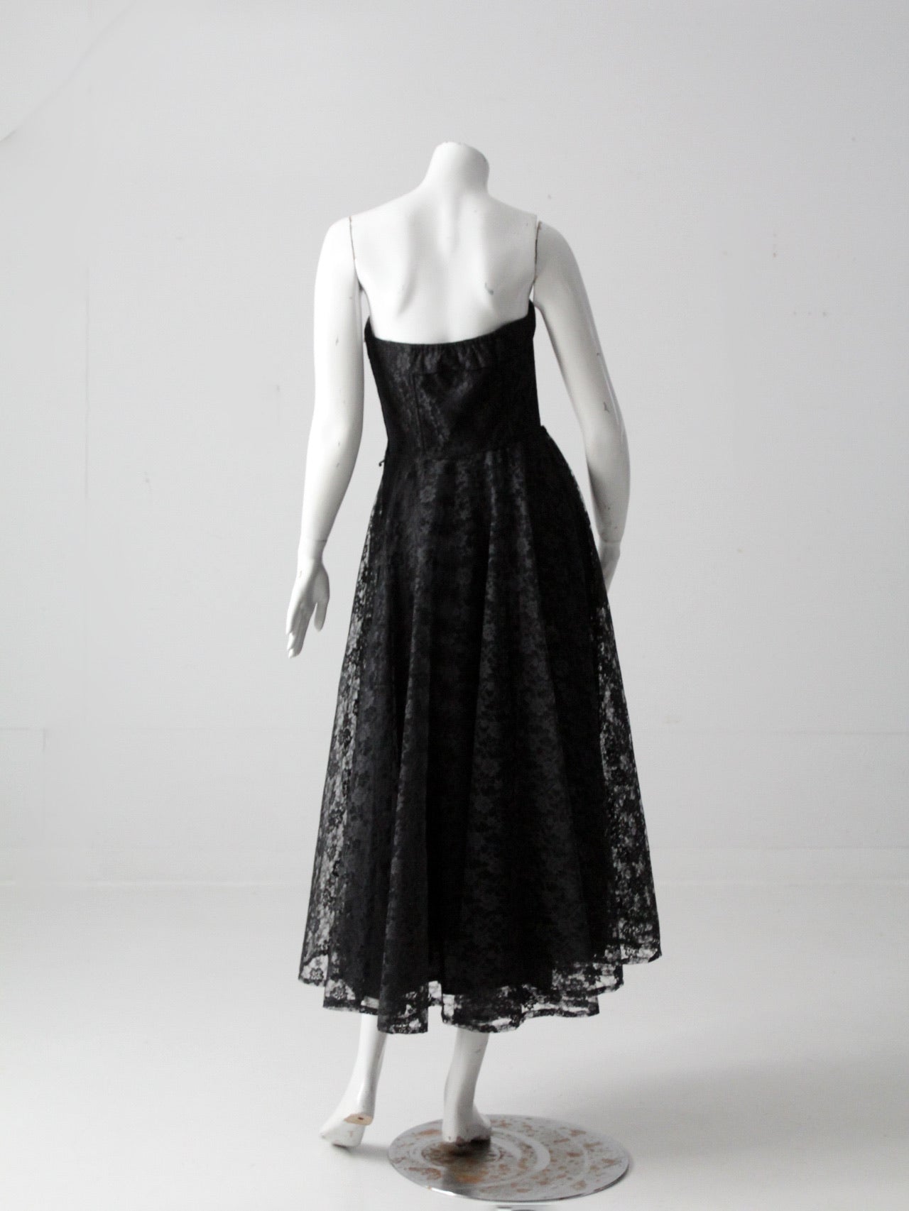 vintage 90s black lace strapless dress – 86 Vintage