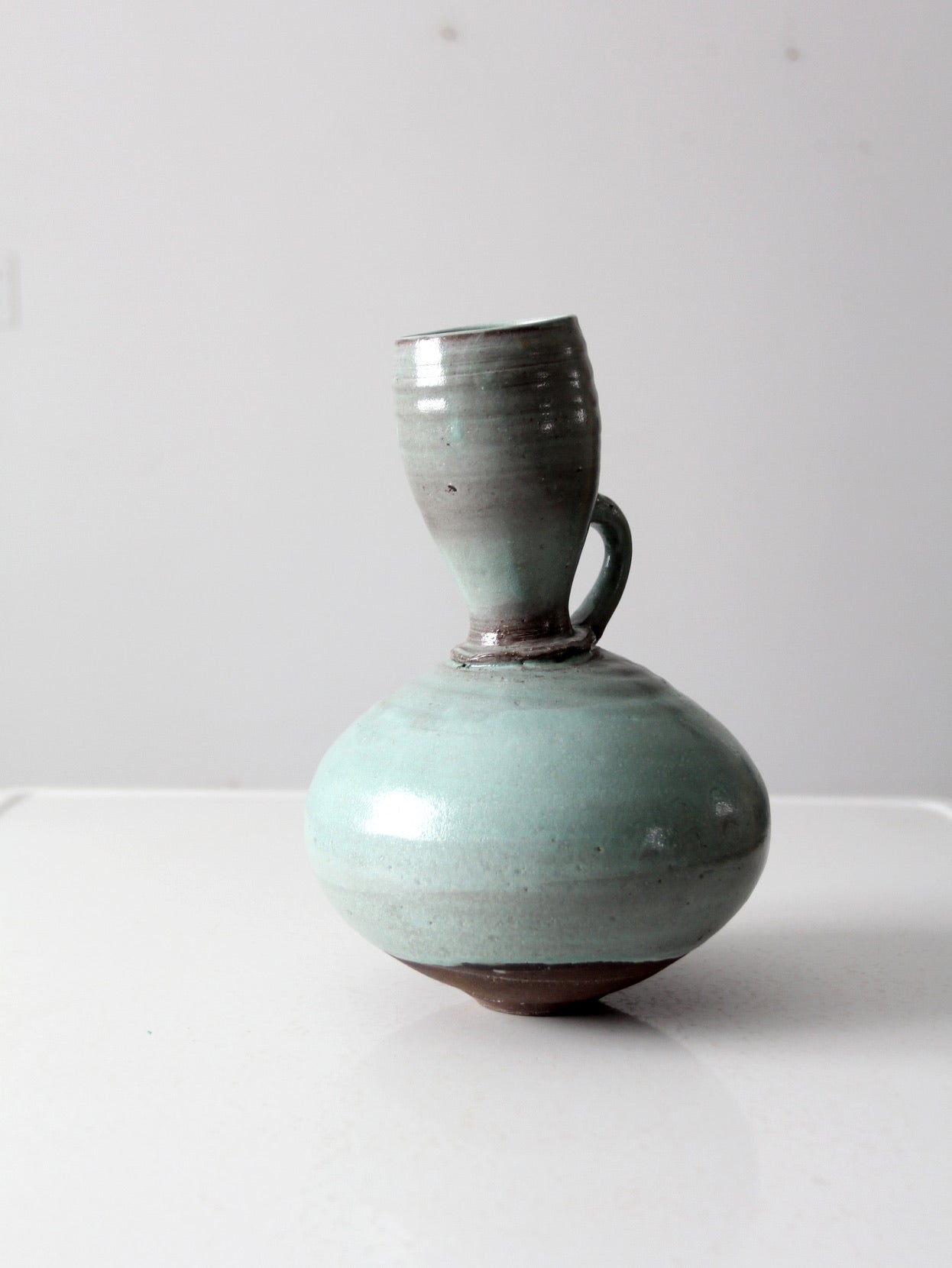vintage studio art pottery tilted vase