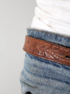 vintage kid's tooled leather belt